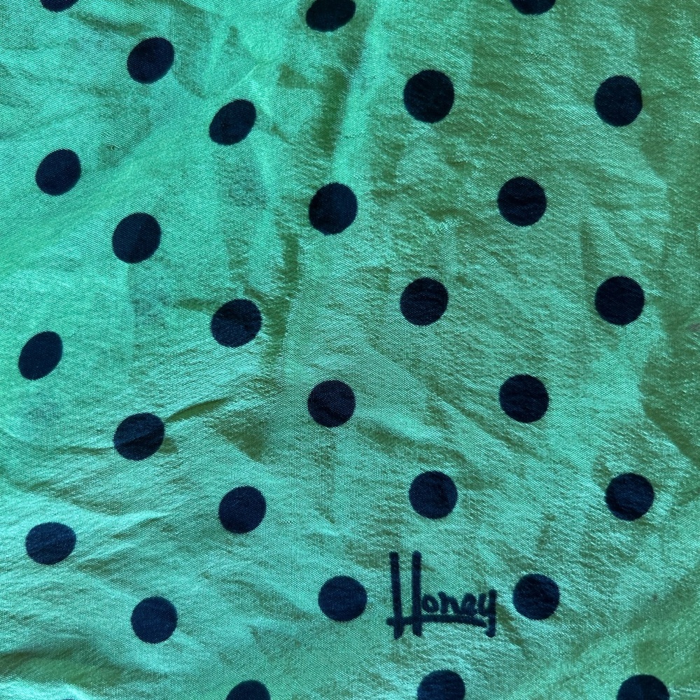 Vintage Retro Honey Green Polka Dot Scarf - Picture 3 of 3